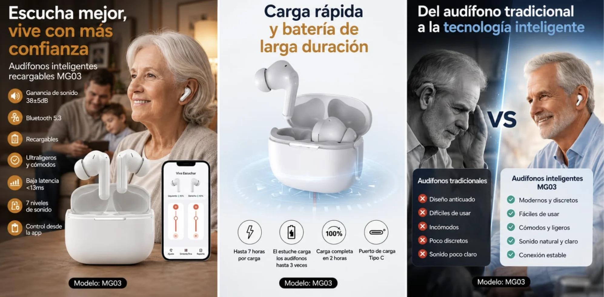 Audifono inteligente recargable MG03